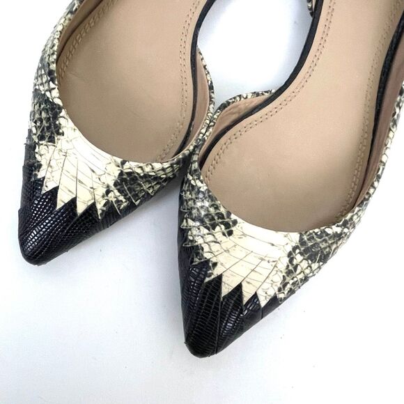 Tory Burch D'Orsay Leather Snakeskin Pointed Toe Open Side Flats Size 9M - Picture 7 of 11